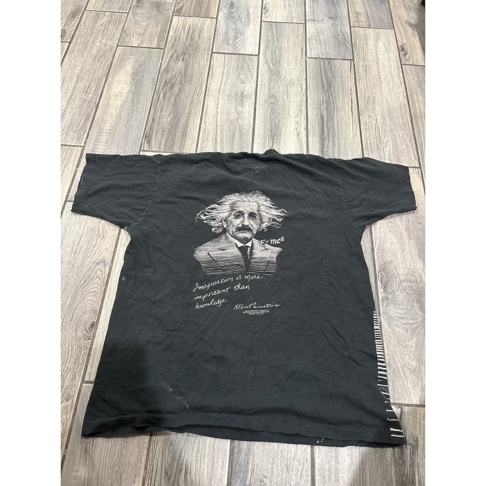 Vintage 90s Albert Einstein E=mc² Fruit of the Loom Best T-Shirt Men's L Black